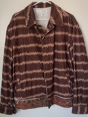 Comme des Garcons Brown and Cream Zigzag Shirt Size XL